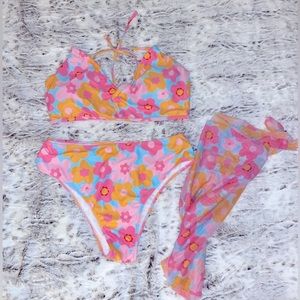 Floral Shein Swimsuit Set